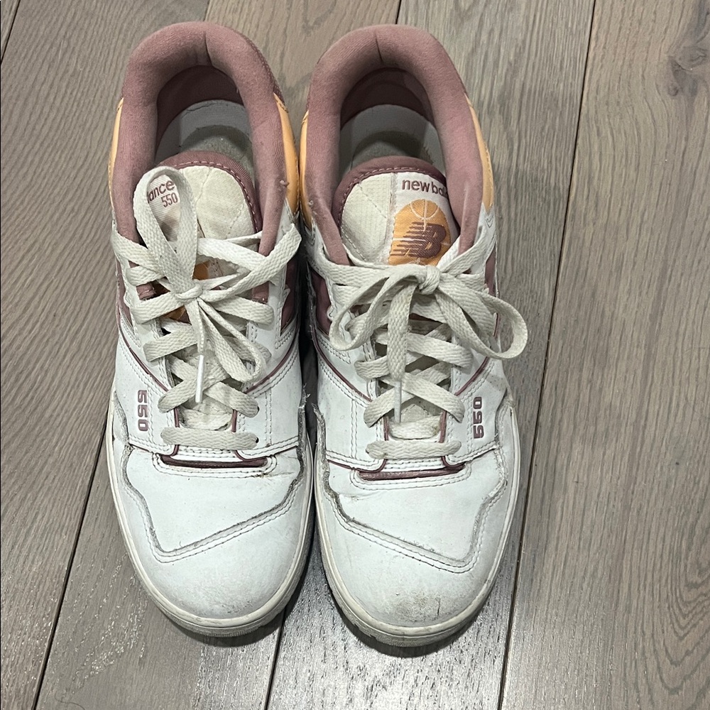 New Balance 550 Sneakers in White and Purple, sz9,5 used